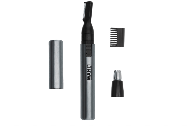 Wahl Micro Groomsman Battery Personal Trimmer for Hygienic Grooming with Rinseable, Interchangeable Heads for Eyebrows, Neckline, Nose, Ears, & Other.