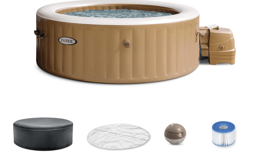 INTEX 28425EP PureSpa Bubble Massage Spa Set: Energy Efficient Spa Cover – Push Button Control Panel – 120 Jets – 4 Person Capacity – 77" x 28"