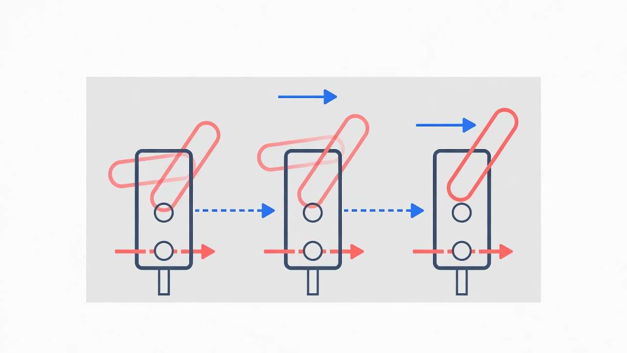 Working principle diagram of a toggle switch actuation in electromechanical systems.