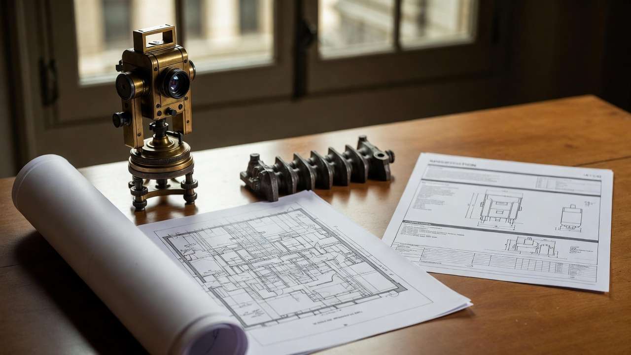 Historic preservation blueprints and engineering tools for Victorian home restoration