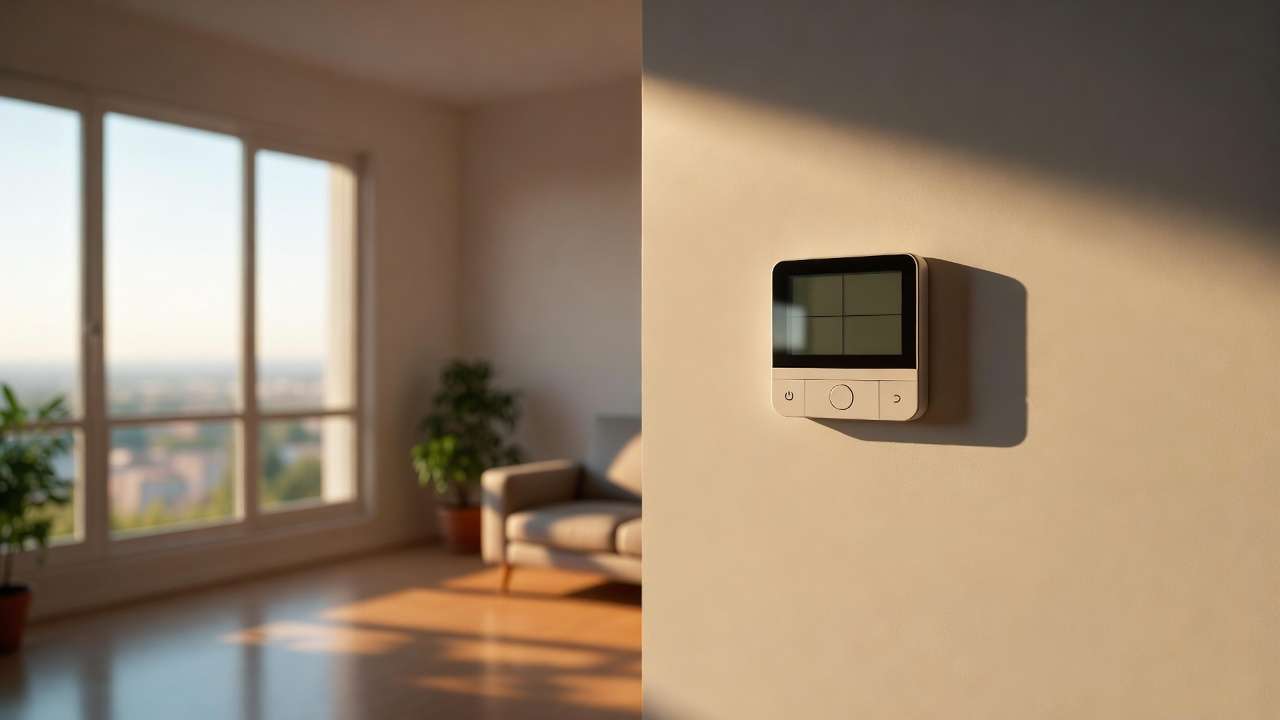 Correct ASHRAE-recommended thermostat placement on interior wall for accurate HVAC temperature sensing