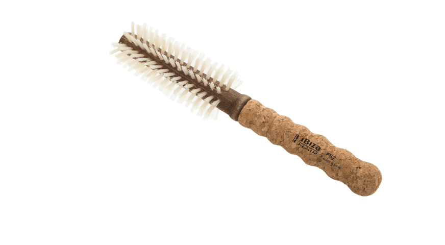  Ibiza Hair Round Boar Bristle Brush (B Series) | Blonde Bristles with Cork Handle | Ideal for Color Treated & Fine Hair | Adds Texture & Shine