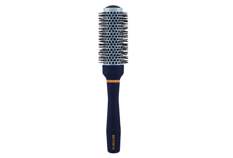 BRITISH M Curling Ceramic Brush Round 33mm – Non-Electric Blowout Brush, Anti-Frizz Styling for a Smooth Salon Look – Ideal for All Hair Types