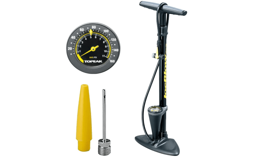  Topeak JoeBlow Max Hp Bike Floor Pump, 160 Psi/11 Bar, TwinHead, fits Presta, Schrader, and Dunlop valves