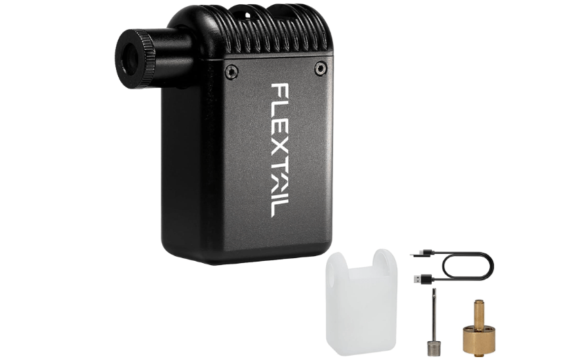  FLEXTAILGEAR Tiny Bike Tire Pump, 100PSI Electric Bicycle Pump, Protable Cycling Pump with Schrader and Presta valves, Integrated Safety Light, 80 Seconds