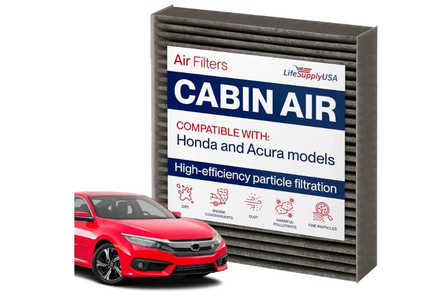 Premium Cabin Air Filter Replacement CP134 (CF10134) with Activated Carbon Washable/Reusable Compatible with Honda & Acura Vehicles by LifeSupplyUSA