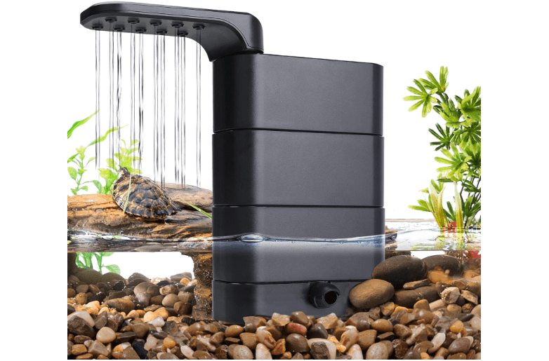  hygger 150GPH Turtle Filter with 2 Sponges Bio Ball, 3-in-1 Water Circulation Draining Bio Filtration Amphibian Tank Filter 5 to 35 Gallon for Reptile Frog