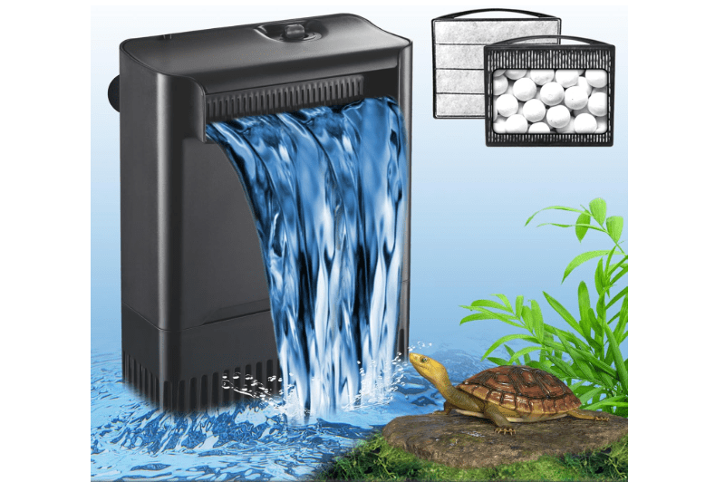 
Turtle Tank Filter Aquarium Filter Power Adjustable 20-75 Gal. 290GPH Large Internal Filter 3-Stage Waterfall Bio-Filtration Low Water Level for Freshwater