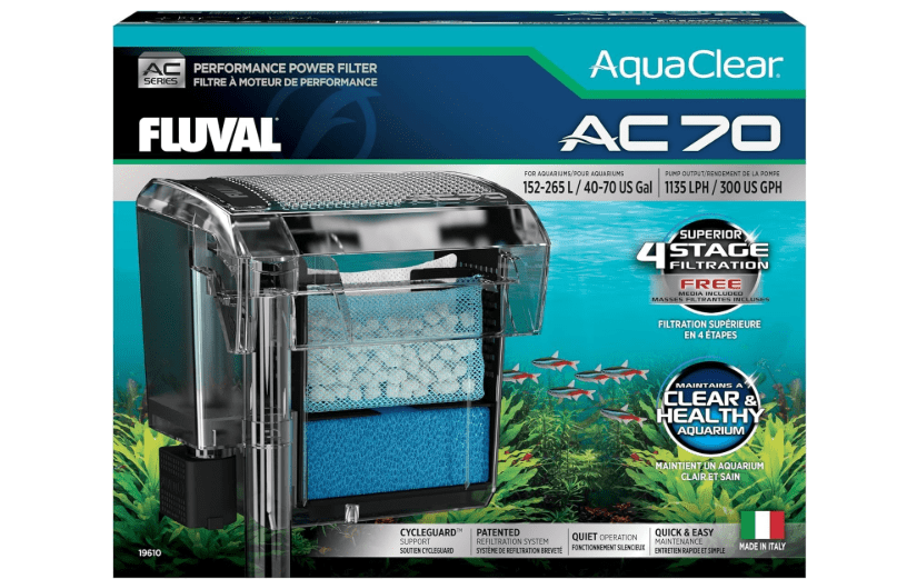 AquaClear 70 Power Filter, Fish Tank Filter for 40- to 70-Gallon Aquariums, Black