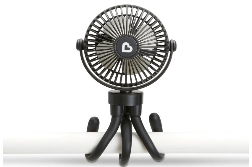  Munchkin Stroller Fan - Portable Fan for Travel, Baby Gear Accessory with 4 Speeds, Flexible Clip-on Leg Attachment, Rechargeable Battery, Black with.