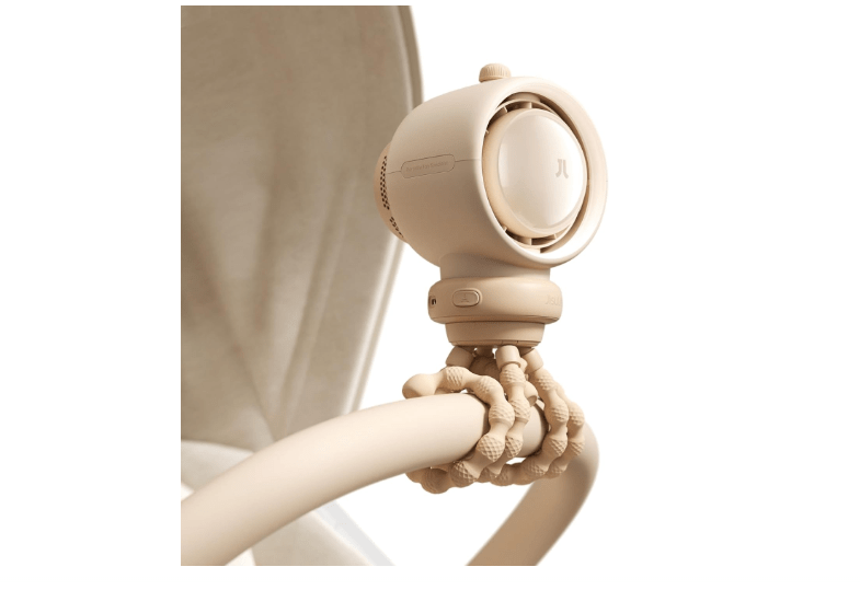  JISULIFE Stroller Fan Baby Large, Safe Bladeless for Crib, Desk, Portable Battery Rechargeable Cooling Fan with Air Turbo Tech, Night Light, Food-Grade Gift..