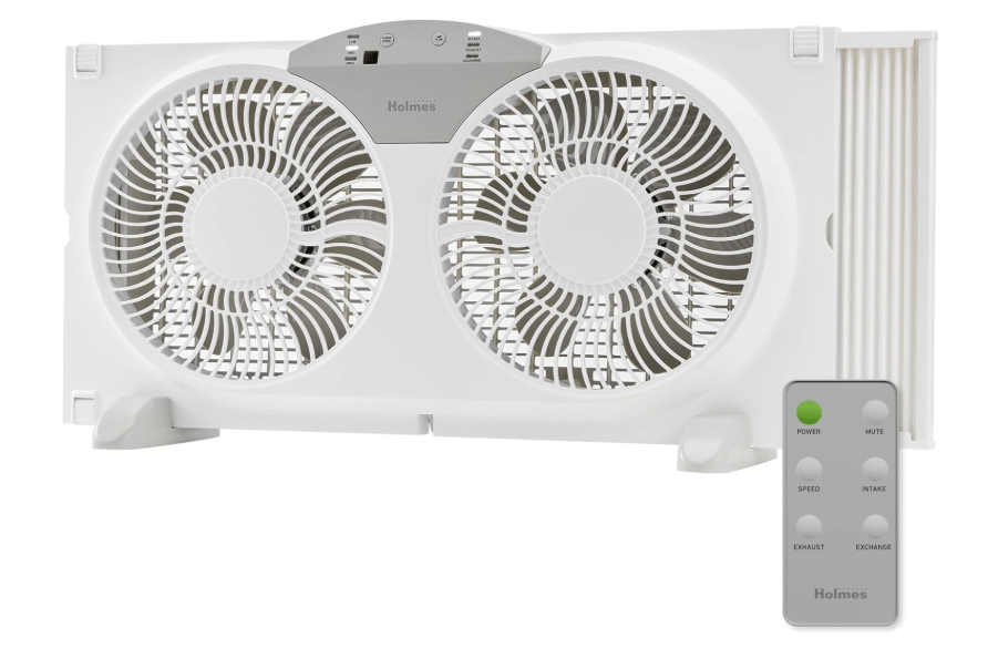  HOLMES 9" Twin Digital Window Fan, Reversible Airflow Blades, In/Out Exchange, 3 Speeds, Built-In Extender Panels, Ideal for Home, Bedroom or Office,