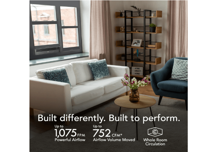  Vornado PORTAL® Window Fan with 3 Speeds, Reversible Exhaust Mode, Weather Resistant, Window Fan For Kitchen, Bedroom, Home, Low Profile, Black