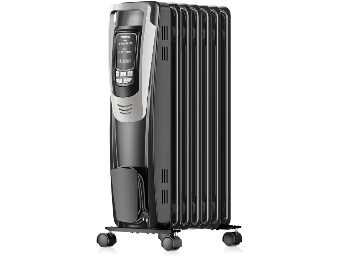  PELONIS Radiator Heater for indoor use Large Room with Remote, Thermostat & LED Display, Quiet Oil Filled Heater with 5 Temperature Settings, Overheat
