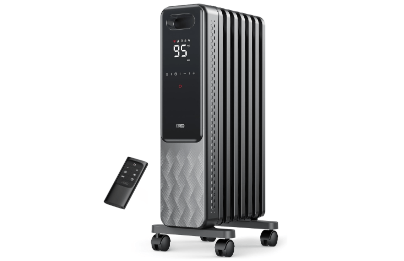  DREO Oil Filled Radiator, Electric Radiant Heaters for indoor use Large Room with Remote Control, Child Lock, 4 Modes, Overheat & Tip-Over Protection,