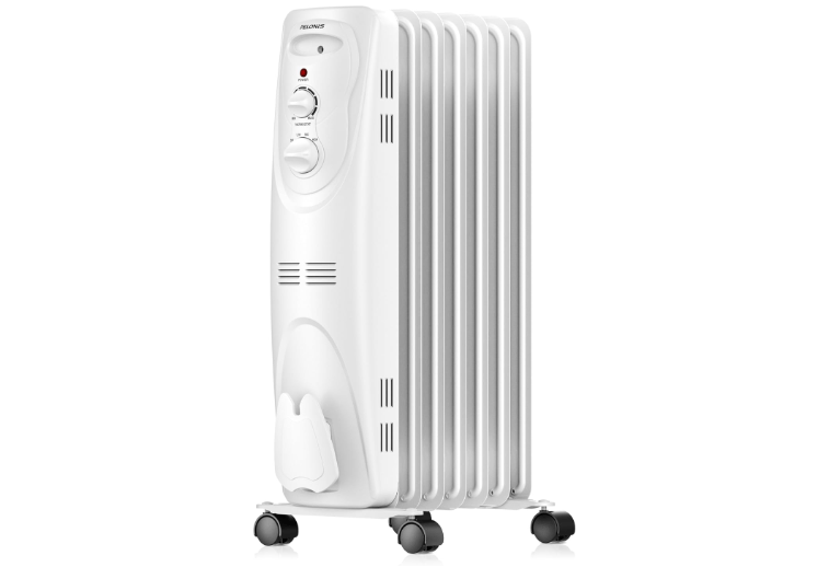  PELONIS Radiator Heater for Large Space, Electric Oil Filled Radiator, Dual Knobs, 1500W, Quiet Space Heater, 3 Modes, Tip-over Protection