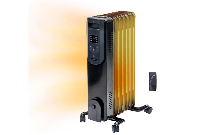  Comfort Zone 1500W Digital Oil-Filled Radiator Heater – Portable Electric Space Heater with Remote, 12H Timer & 360° Swivel Wheels – Silent Radiant Heat