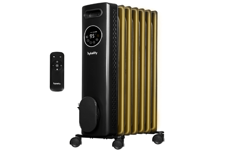  hykolity 1500W Oil Filled Radiator Heater with Remote, 24H On Off Timer, Digital Thermostat,4 Mode Electric Radiant Heater, ECO, ETL Overheat & Tip-Over