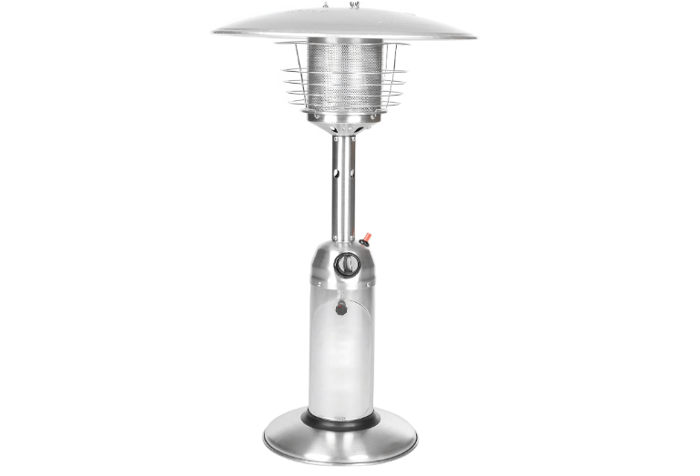 Fire Sense 60262 Portable Patio Heater Outdoor Tabletop Lightweight Propane 10,000 BTU Auto-Shutoff Valve CSA Approved - Stainless Steel 