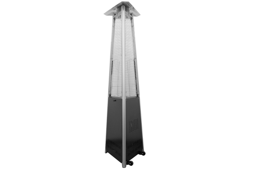 Hiland HLDS01-CGTPC Pyramid Patio Heater Propane w/Wheels, 87 Inches, Matte Black 