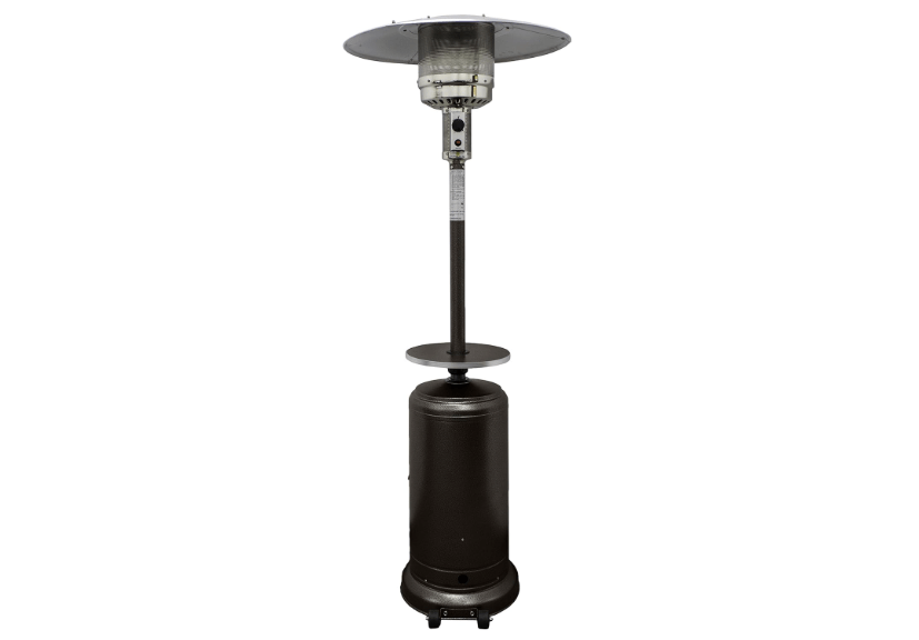 AZ Patio Outdoor Propane Gas Patio Heater, 48K BTU's, Open Door Design, Adjustable Table, Single pole, CSA approved, Hammered Bronze Finish
