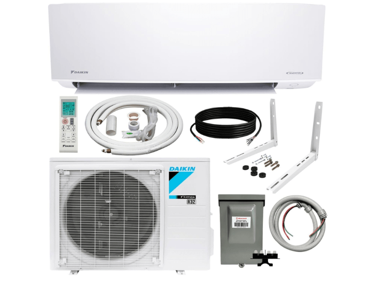 Daikin 9,000 Btu 21 SEER2 Oterra Series Ductless Mini-Split, Wall Mount Heat Pump Air Conditioner - R32 w/Installation Kit, 1/2 Whip, 30A Disconnect, and... 