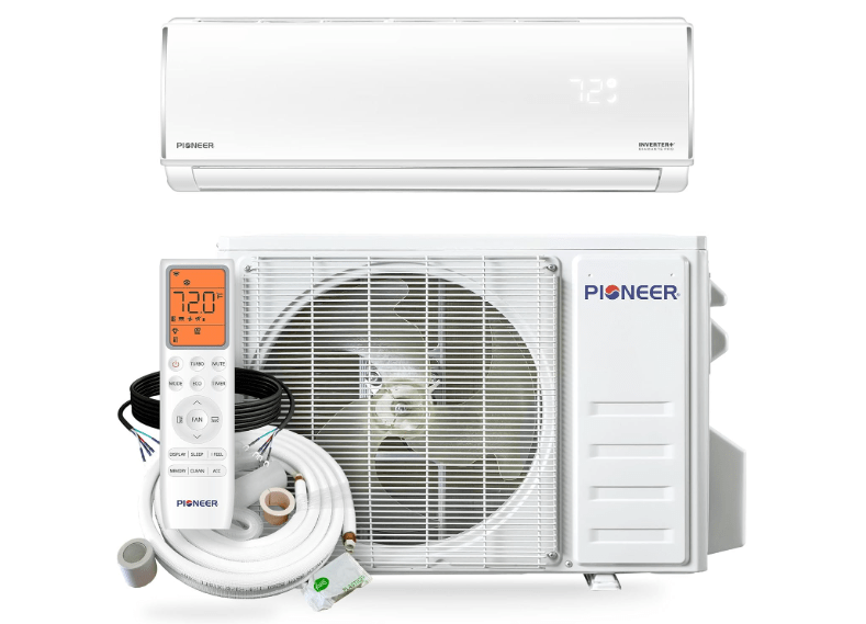 Pioneer Diamante Pro 9,000 BTU 19 SEER2 115V High-Wall Ductless Mini-Split Air Conditioner Inverter Heat Pump with 16 Ft. Kit 