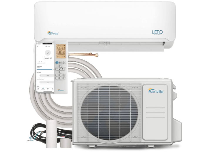 Senville LETO Series Mini Split Air Conditioner Heat Pump, 12000 BTU 110/120V, Inverter, Works with Alexa, SEER2 20.8, 1 Ton, White 