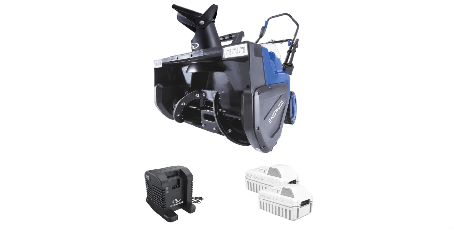 Snow Joe 48V Cordless Snow Blower Kit with 2X 8Ah Batteries, Dual-Port Charger & LED Headlights, 1600W Brushless Motor, 22" Clearing Path - Ice...