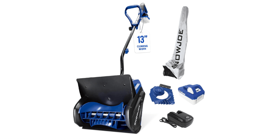 Snow Joe 24V Cordless Electric Snow Shovel Kit w/ Cover & Scraper, 13" Clearing Path, 400W Motor - Heavy-Duty Snow & Ice Removal for Driveway...