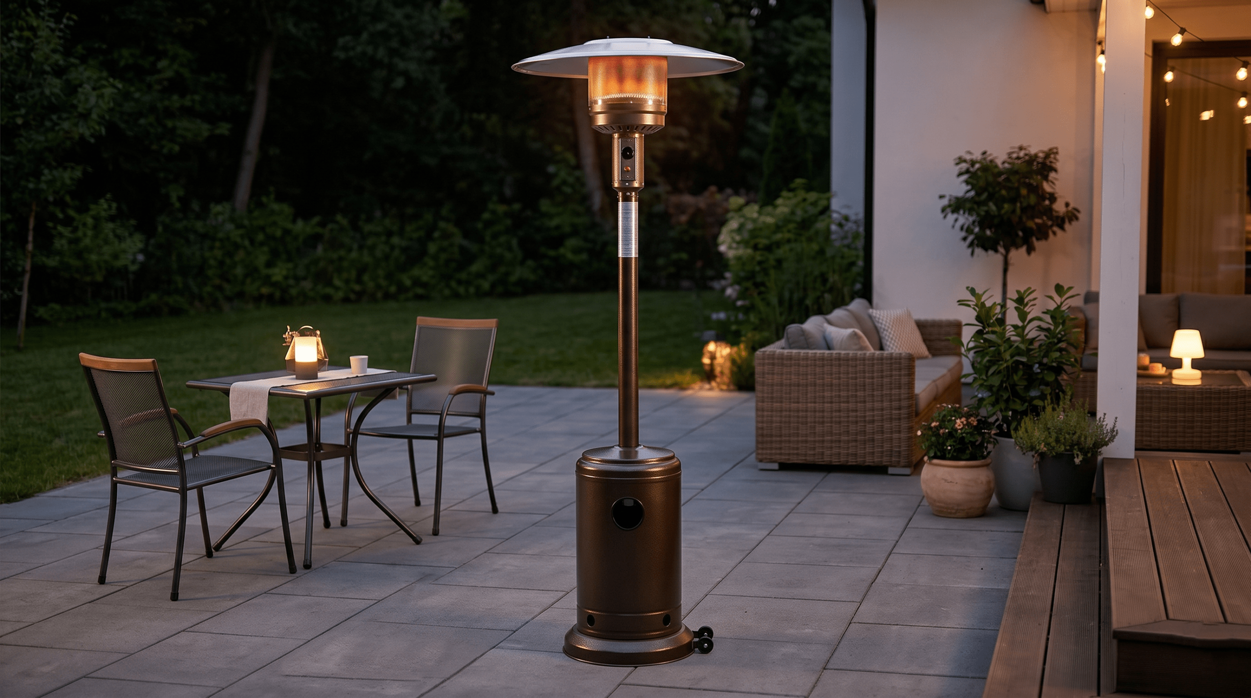Safe placement of outdoor space heater with proper clearance