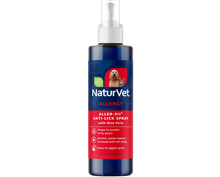 NaturVet Aller-911 Anti-Lick Paw Spray for Dogs & Cats – Includes Aloe Vera – Helps Sooth Itchy Paws, Offers Dog & Cat Allergy Support – Helps... 