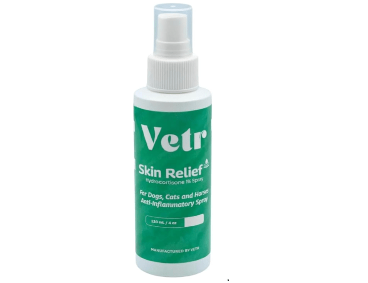 vetr Skin Relief Hydrocortisone Spray for Dogs - Topical Support for Itchy Skin and Hot Spots - 4 oz (120mL) - Vet-Formulated in USA 