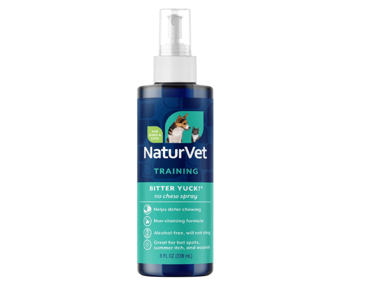 NaturVet Bitter Yuck! No Chew Spray for Dogs, Cats, and Horses Pet Training Spray, Liquid, Made in The USA, 8 Ounce
